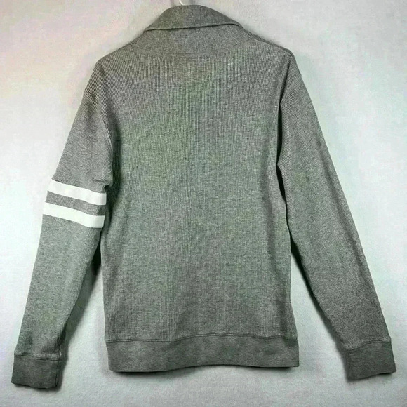 Express Sweater Gray Men’s Large 100% Cotton Waffle Knit Shawl Collar - Picture 2 of 8